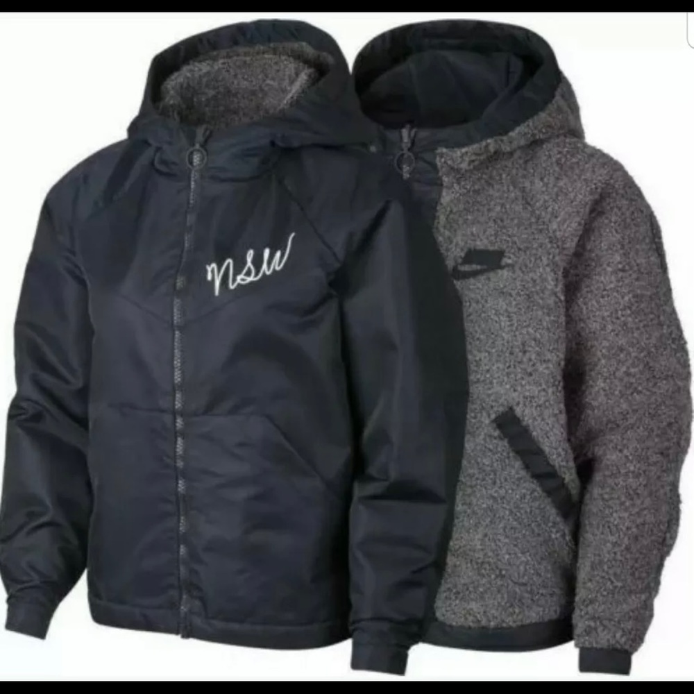 NIKE NSW SHERPA WOMEN REVERSIBLE JACKET Sz Medium